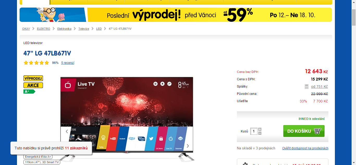 Full HD, LED, 3D, Smart, 119 cm, LG