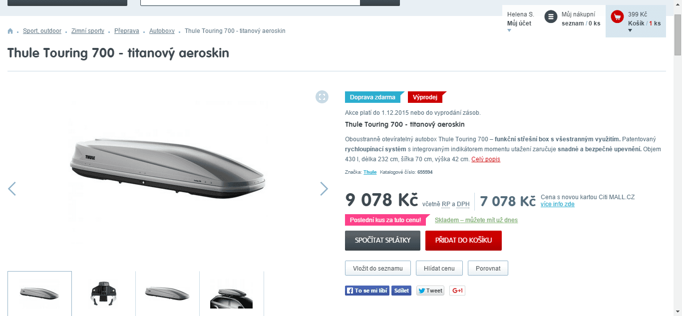 Střešní box Thule Touring 700