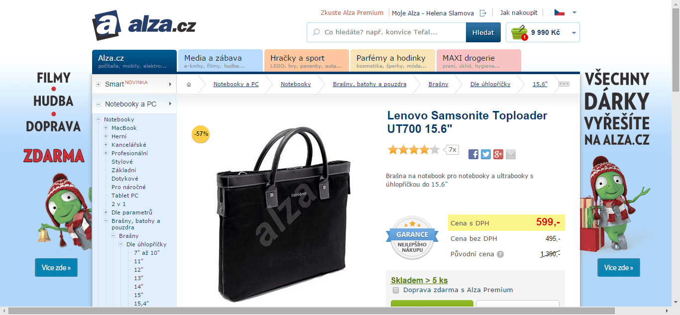 Elegantní taška nejen na ntb. Samsonite pro Lenovo