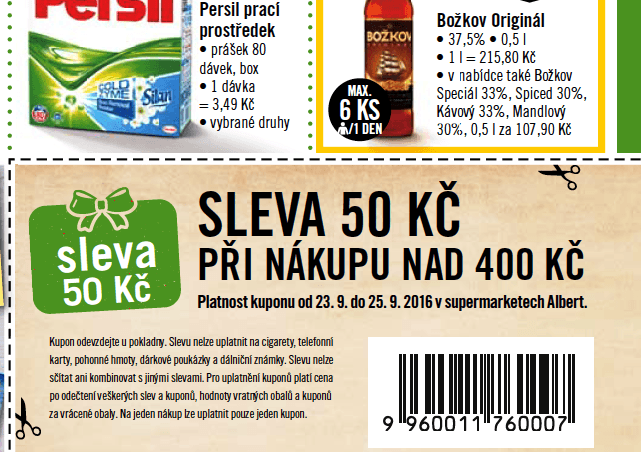 Sleva 50 Kč z nákupu nad 400 korun
