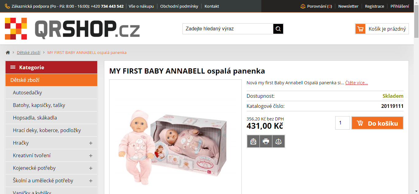 Zapf dětská panenka, 36 cm, spousta funkcí