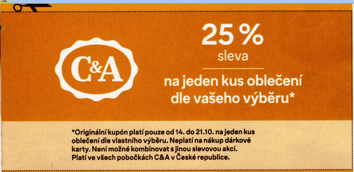 C&A - sleva 25% na jeden produkt