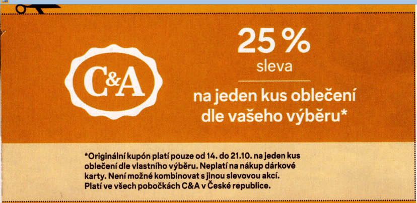 C&A - sleva 25% na jeden produkt