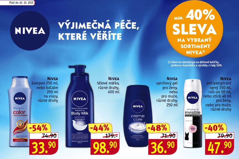 Sleva minimálně 40% na značku Nivea