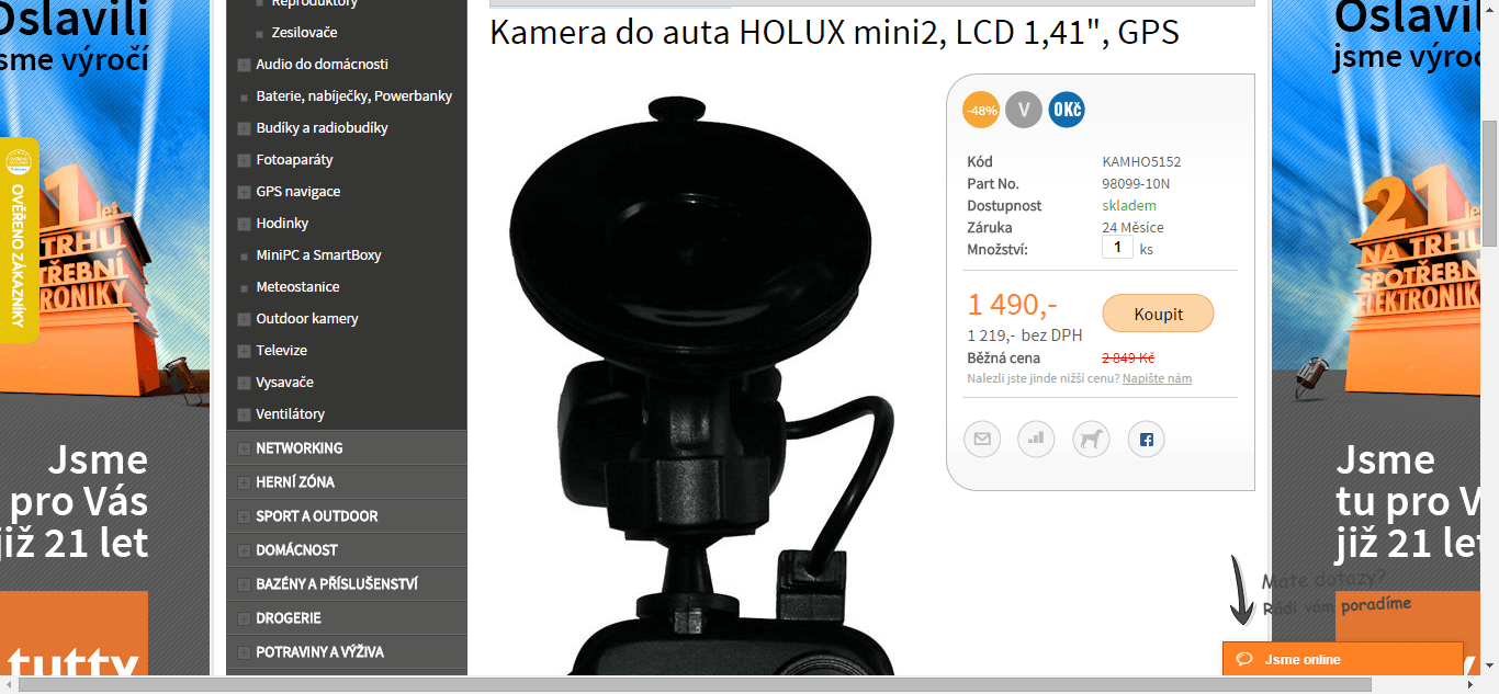 Kamera do auta HOLUX mini2, GPS, mikrofon