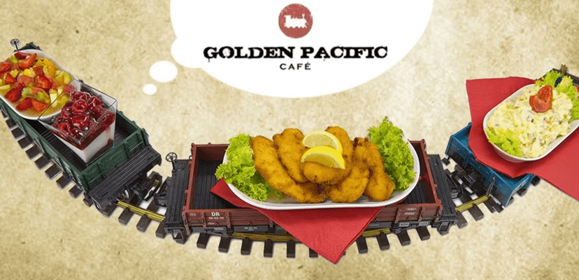Tři chody dovezené vláčkem v Golden Pacific Café
