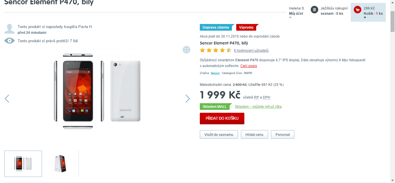 Sencor P470, 4x 1,2GHz, 1GB RAM, 4,7"