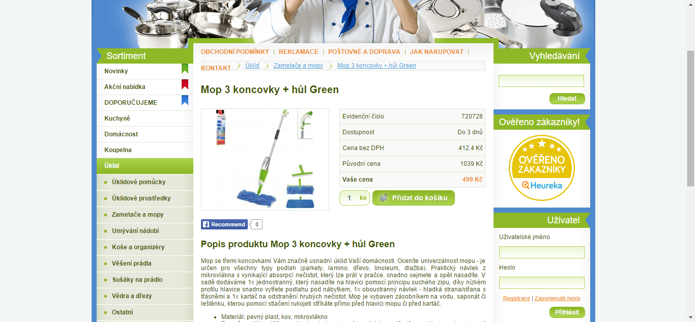 Mop Orion Green - 3 koncovky