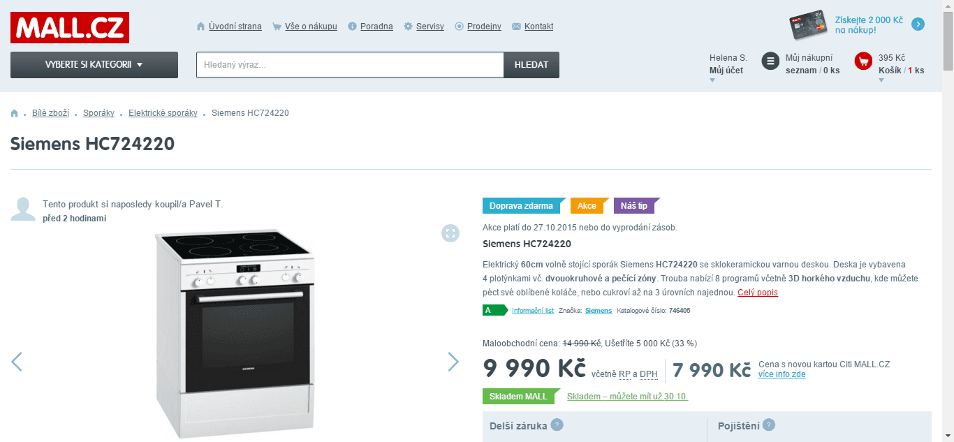Elektrický sporák se sklokeramickou deskou Siemens