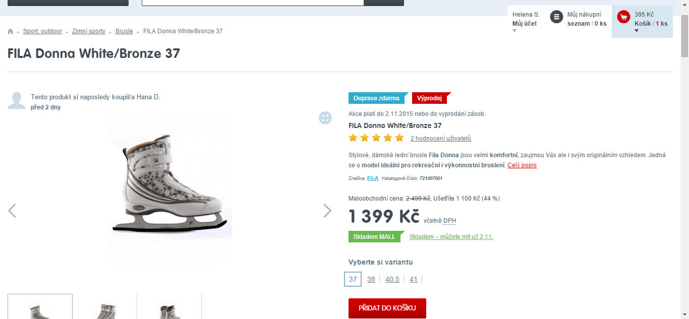 Stylové lední brusle Fila Donna bílo-zlaté
