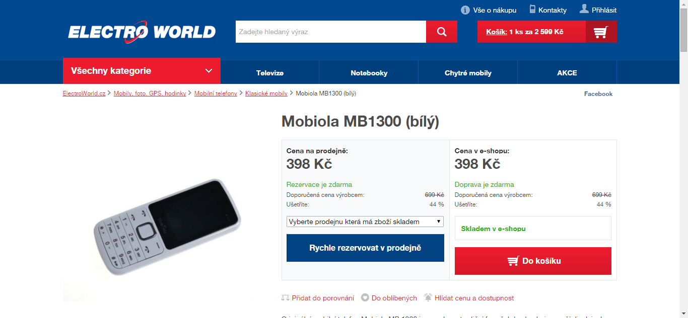 Klasický mobil Mobiola, dual SIM