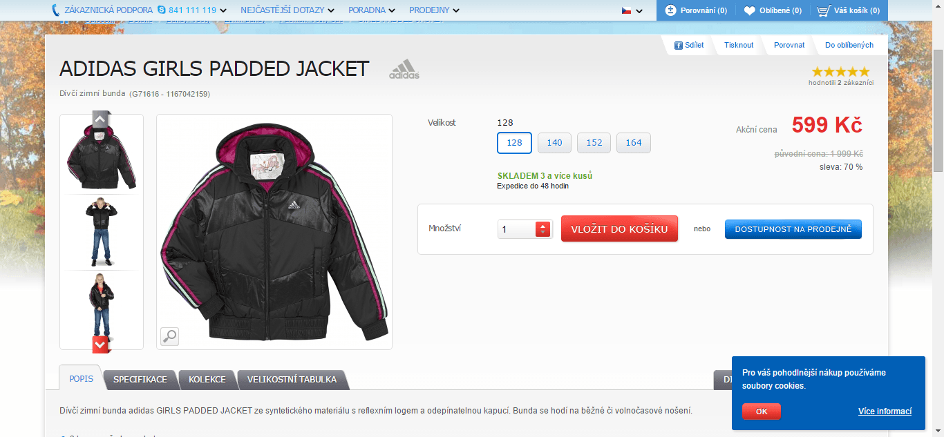 Dívčí zimní bunda Adidas