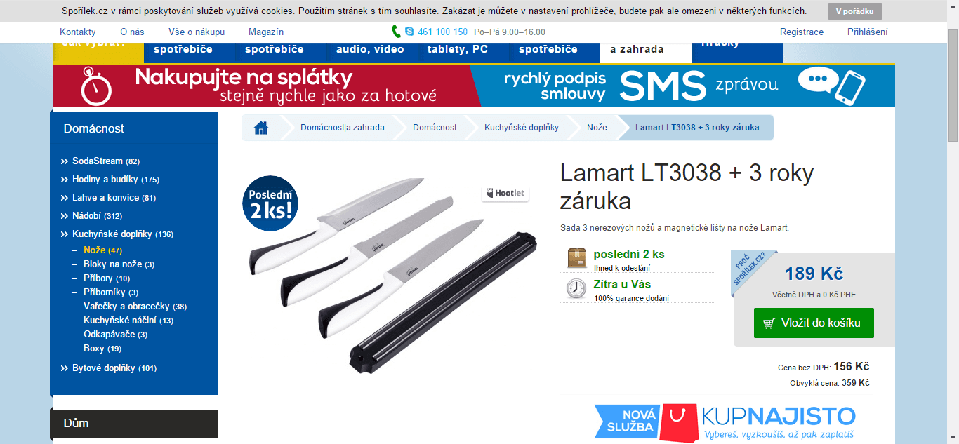 Sada 3 nožů Lamart a magnetická lišta