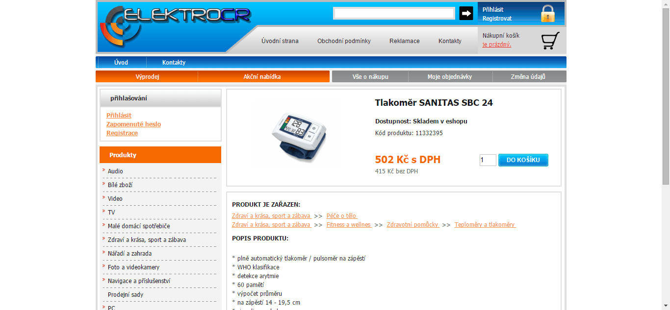 Domácí tlakoměr Sanitas SBC 24