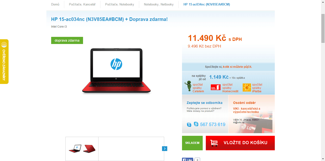 HP, i3, 4GB RAM, 2GB grafika, 15,6"