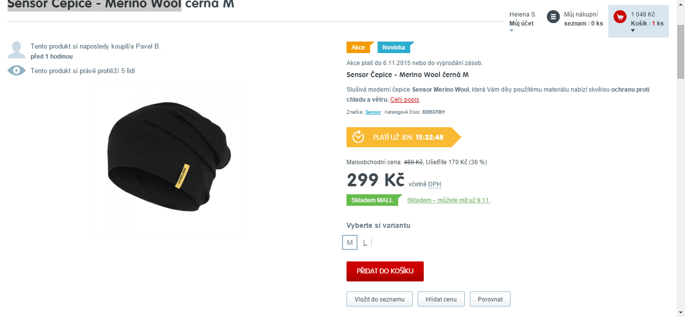 Čepice z Merino vlny Sensor - černá