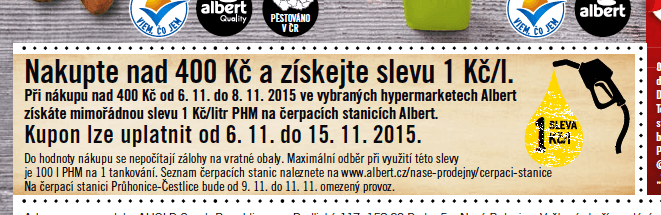 Sleva 1 Kč na litr benzínu nebo nafty