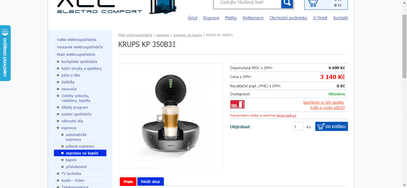 Espresso Krups KP350B31