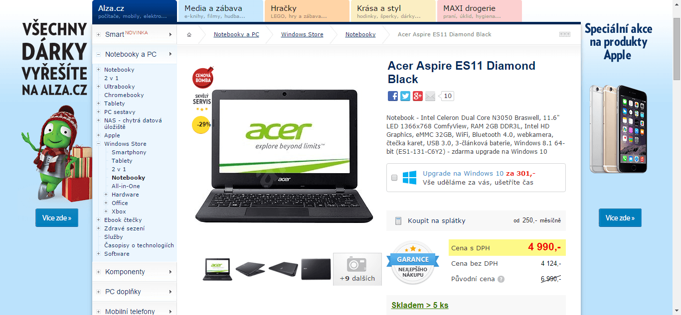Acer, 11,6", 1,6GHz, 2GB RAM, 32 GB SSD