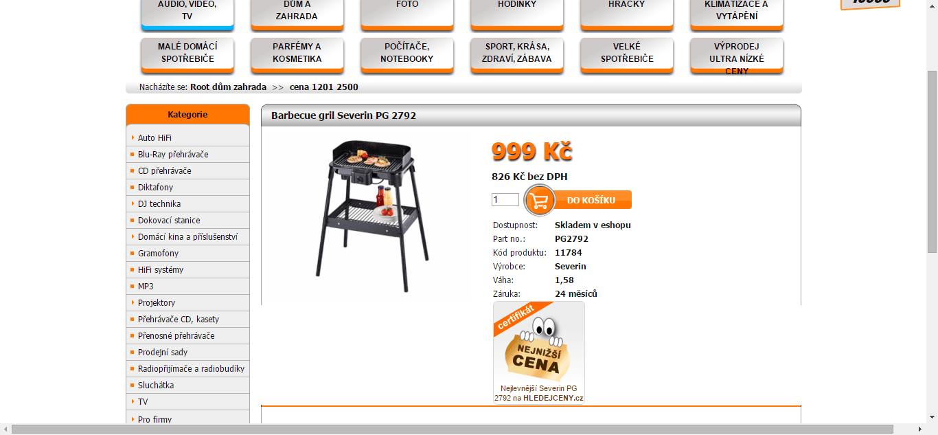 Elektrický barbecue gril Severin