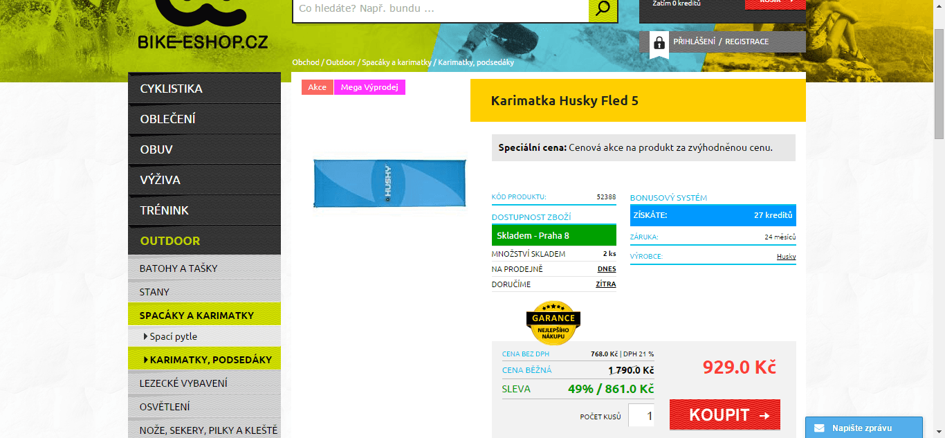Samonafukovací karimatka Husky Fled 5