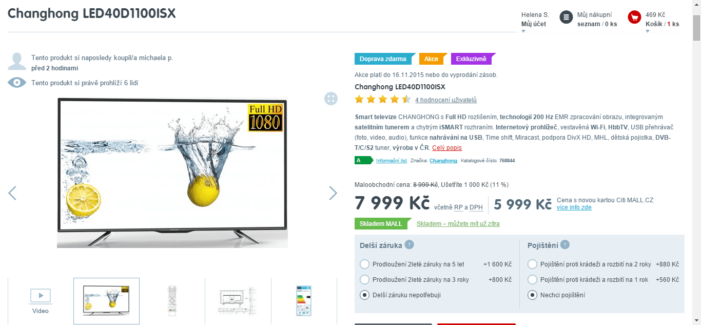 Full HD, LED TV, Smart, 102 cm, Changhong