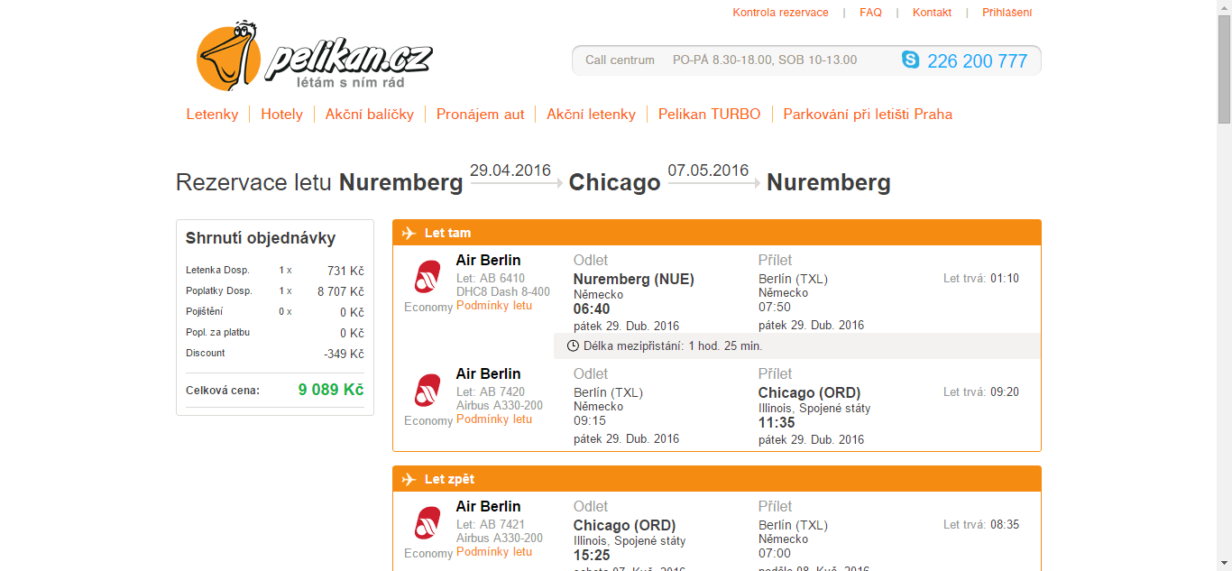 Zpáteční letenky Norimberk - Chicago