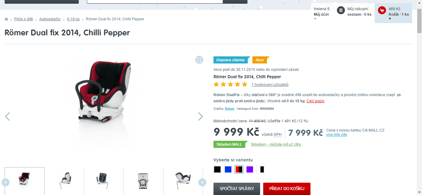 Römer Dual fix 2014, 0-18 kg - otočná