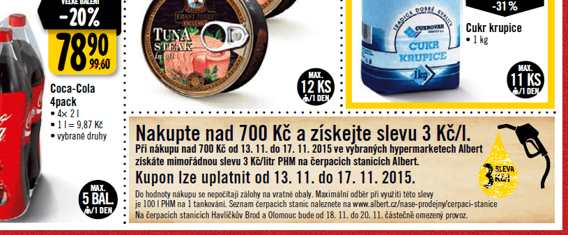 Sleva 3 Kč na litr benzíny a nafty