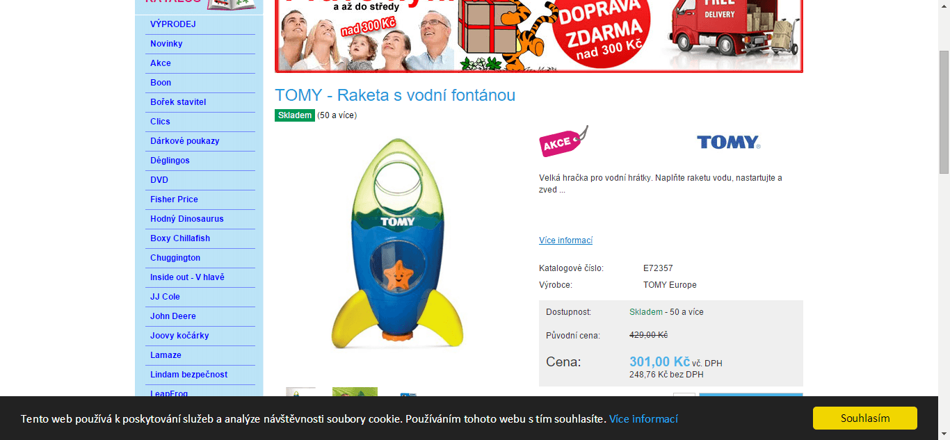 TOMY Raketa s vodní fontánou - 30 cm