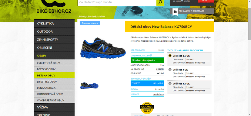 Dětské boty New Balance KG750BCY - 2,5 až 3,5