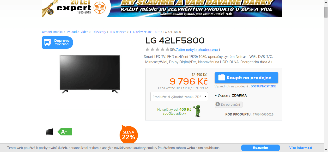 Full HD, LED, Smart, 106 cm, LG