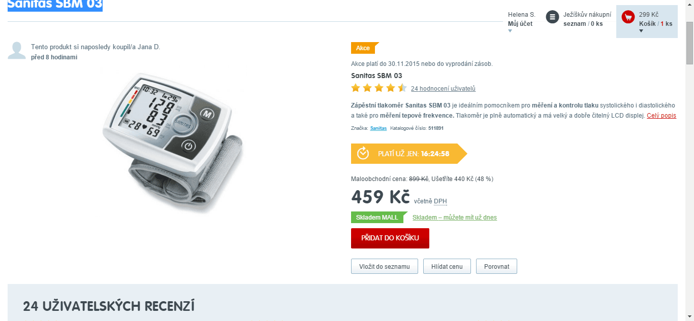 Tlakoměr Sanitas SBM 03