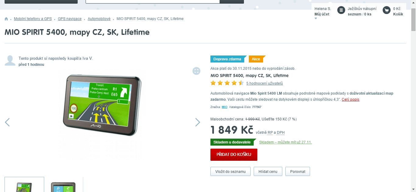 Navigace Mio Spirit 5400u Lifetime
