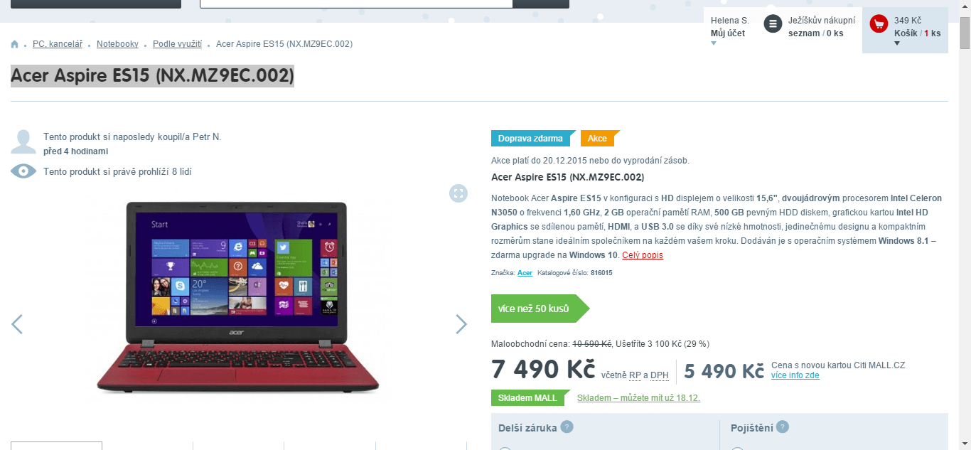 Acer, až 2,16GHz, 2GB RAM, 15,6"