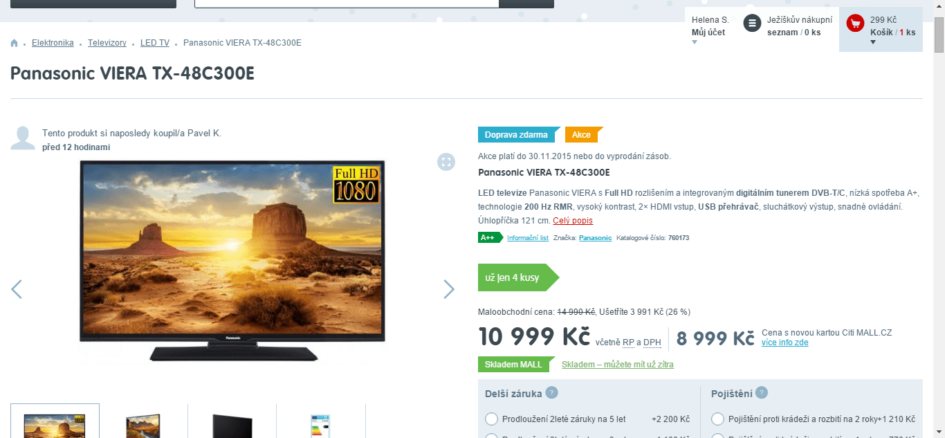 Full HD, LED TV, 122 cm, Panasonic