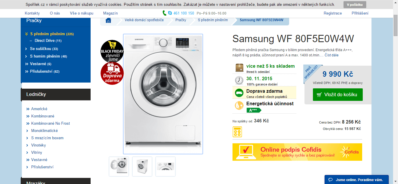 Pračka Samsung, 8kg, 1400 ot., super funkce