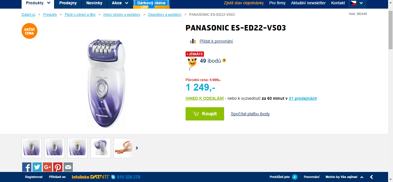 Epilátor Panasonic, wet&dry