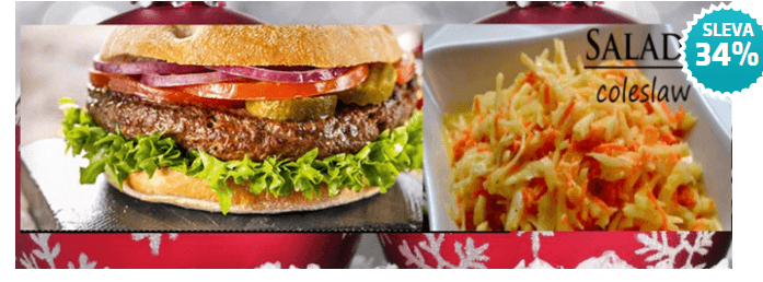 XXL Angus burger 200 g + hranolky a salát Coleslaw