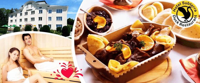 3chodové kachní menu a soukromý wellness pro 2