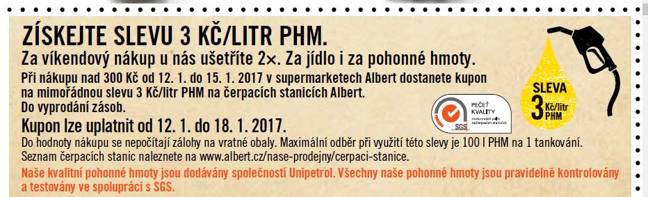 Sleva 3 Kč na litr benzínu a nafty