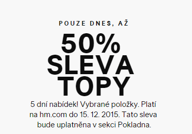 Sleva až 50% na topy + DZ