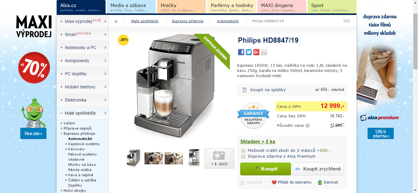 Špičkové espresso Philips Saeco HD8847