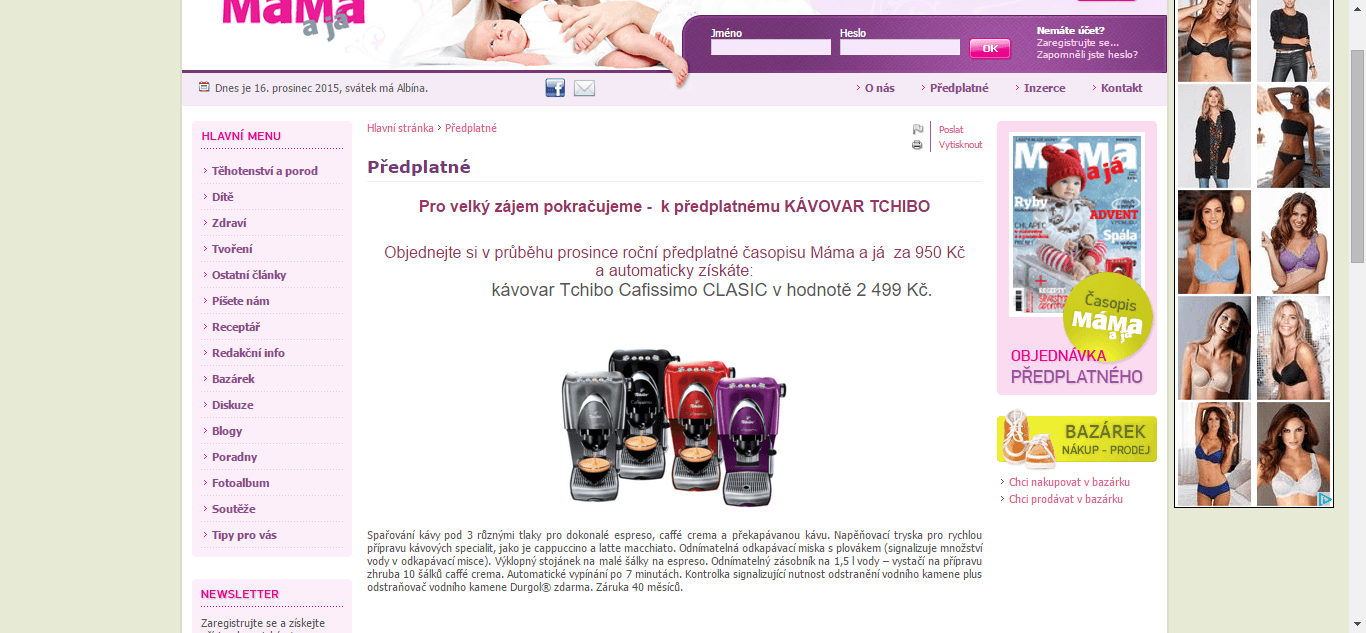 Tchibo Cafissimo CLASIC zdarma k předplatnému