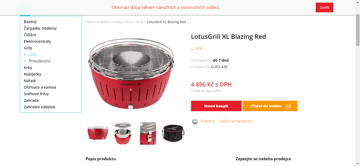 Gril na dřevěné uhlí do interiéru