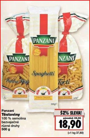 Panzani těstoviny - 52%