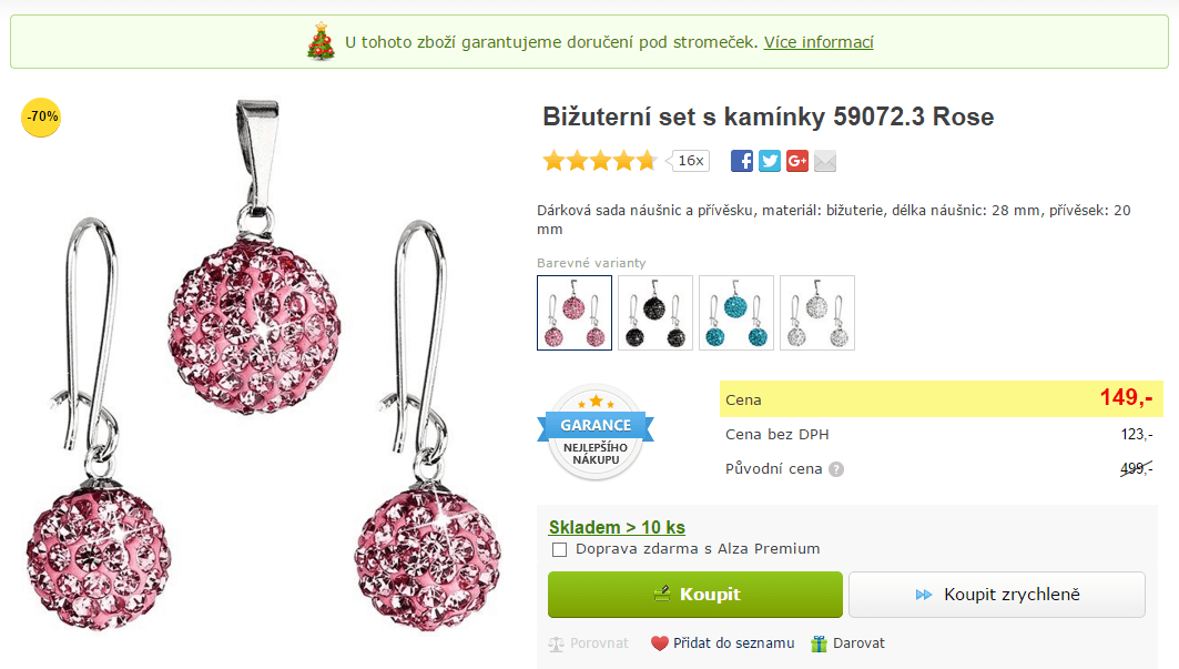 Bižuterie set s kamínky - různé barvy