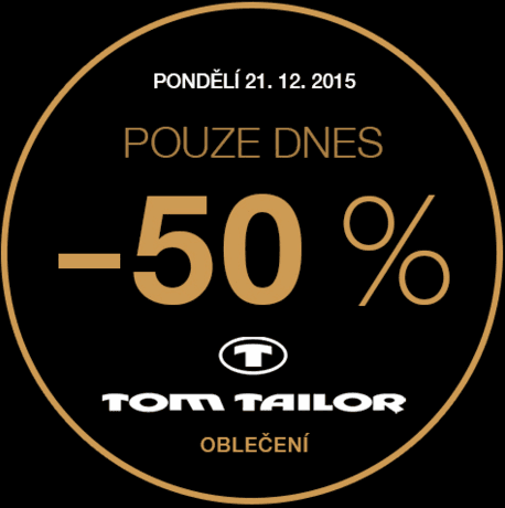 Sleva 50% na oblečení značky Tom Tailor