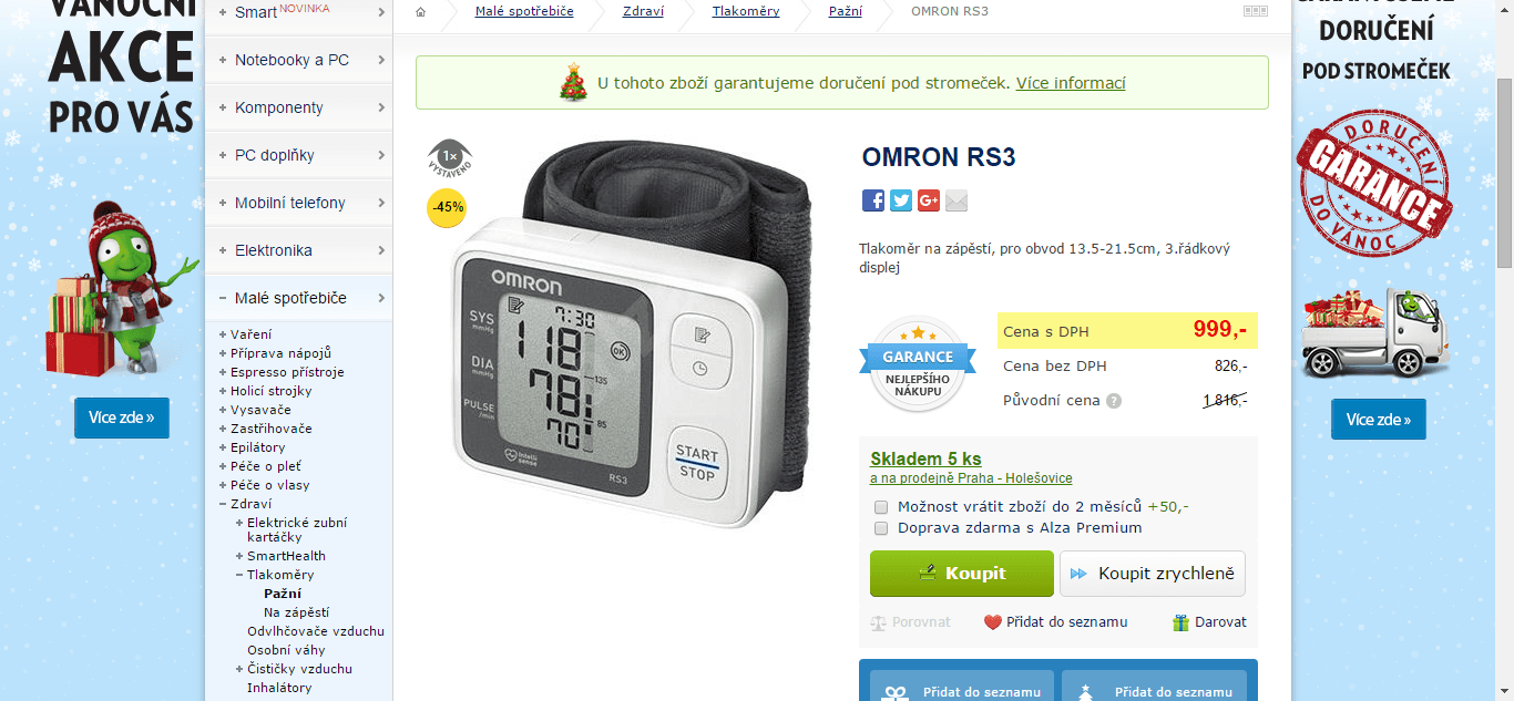 Tlakoměr Omron RS3 