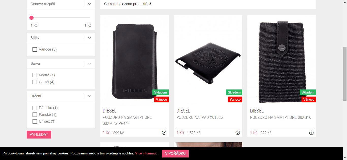 Doplňky Diesel za 1 korunu